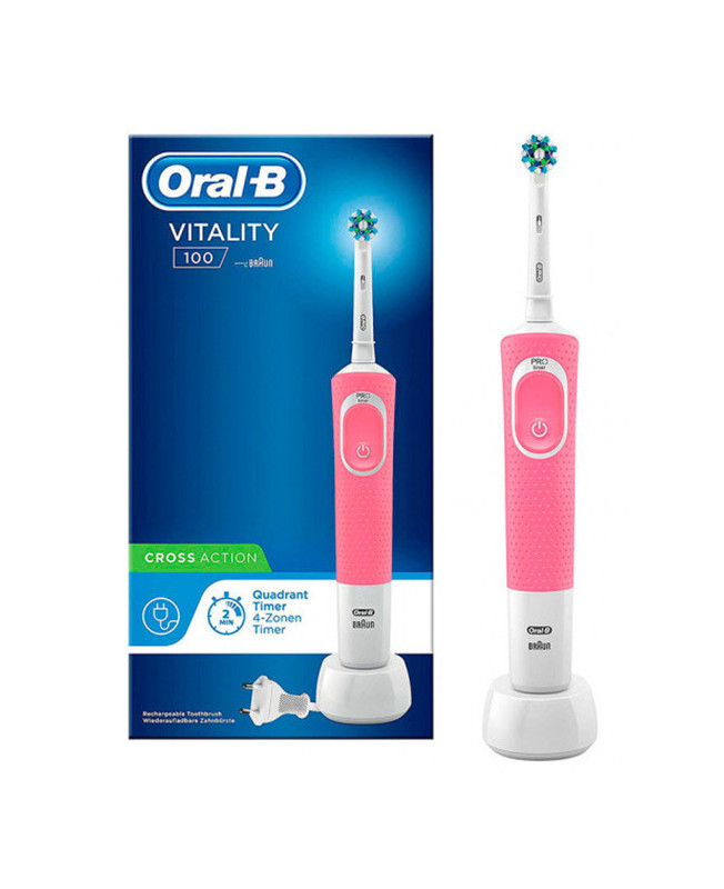 Cepillo de Dientes Eléctrico Oral-B Vitality D100 Cross Action Blanco Rosa