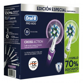 Cepillo de Dientes Eléctrico Oral-B PRO600 3D Violeta Verde Batería recargable