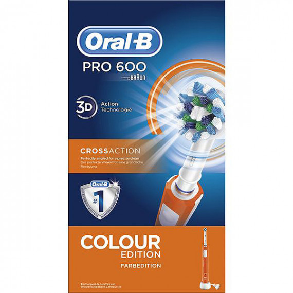 Oral-B PRO 600 CrossAction Cepillo dental sónico Naranja, Color blanco