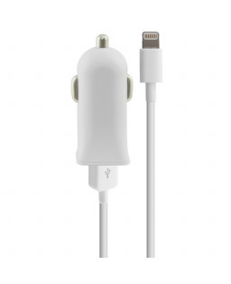 Cargador USB para Coche + Cable Lightning MFi 2.1A Blanco